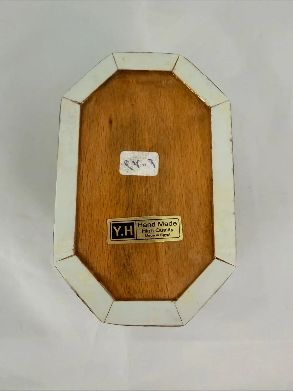 Egyptian Mother of Pearl Inlay Octagonal Jewelry/Trinket Box Vintage